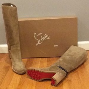 Stunning Christian Louboutin Suede Tan Boots - New